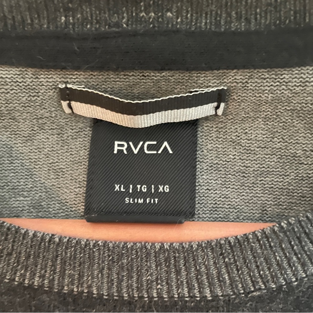 RVCA Dark Gray Crewneck XL Slim Fit Knit Sweater